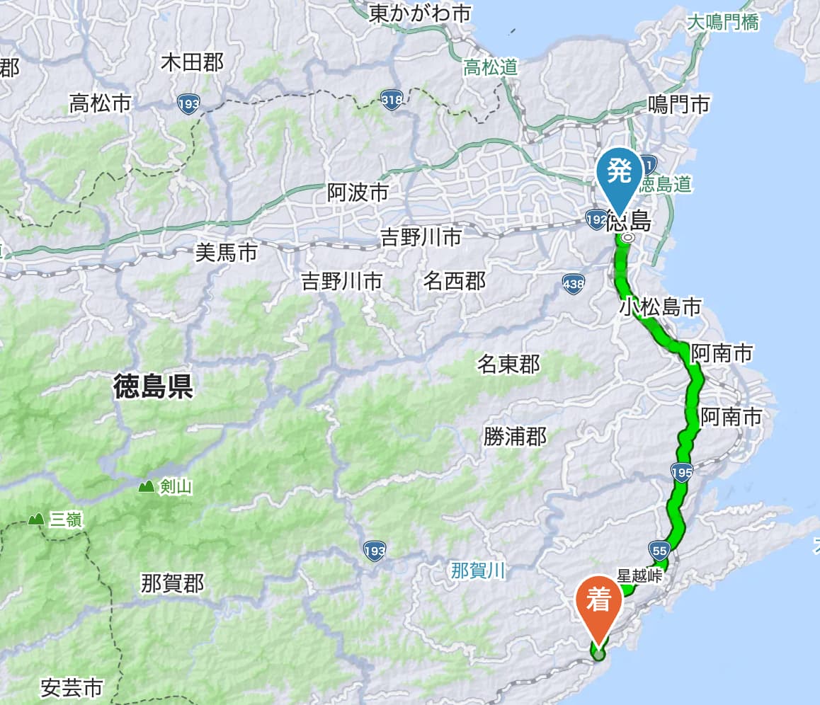 四国の東側を走ります。
