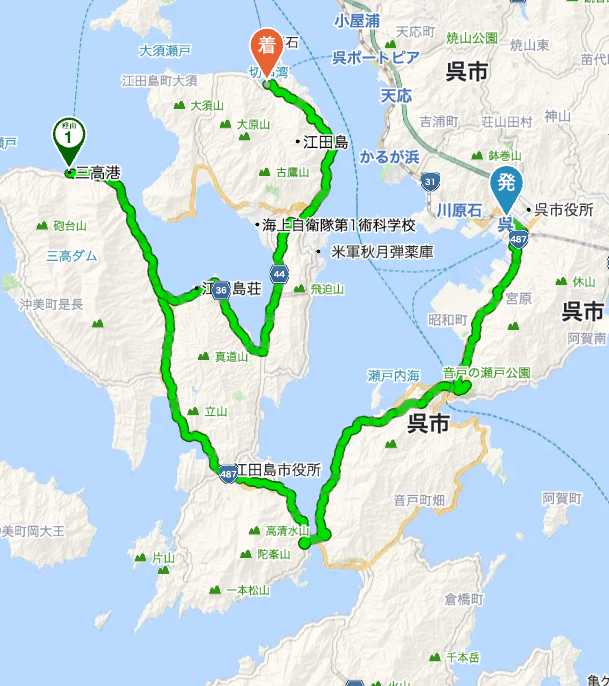 「かきしま海道」今回の走行ルート